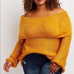 Plus Size Open-Knit Off-The-Shoulder Sweater